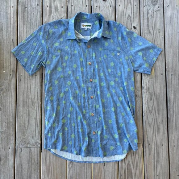 Tipsy Elves Four Leaf Clover Collared Button Up Shirt - Picture 1 of 4